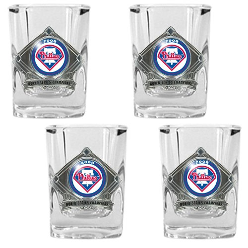 Buy 2008 World Series Champion Philadelphia Phillies 4pc 2oz Square Shot Glass Set by GAP1