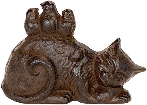 Brown Cast Iron Sleeping Cat Door Stop