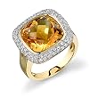 14K Yellow Gold Citrine and Diamond Ring