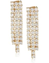 Oroclone "Crystal Set" Plated Crystal Three Row Earrings