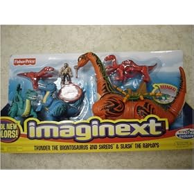 Imaginext Thunder the Brontosaurus and Shreds and Slash the Raptors Exclusive Set