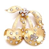Pugster Cute Cherry Shaped April White Birthstone Brooches And Pins