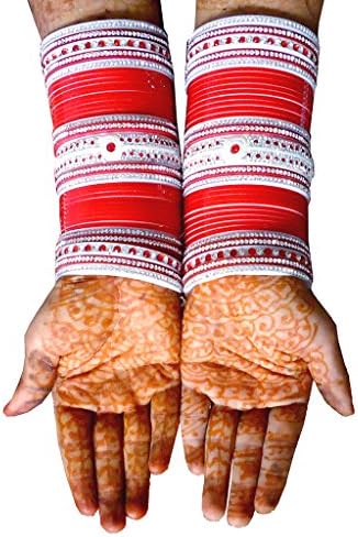 Saluja Punjabi Juti Women's Wedding Bridal Chura Bangle Sets 2.6 Cm