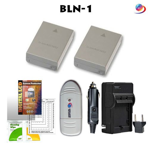 POWER KIT BLN-1 (Includes 2-1500mAh batteries and pocket charger) Plus Many BONUS items below.. for Olympus OM-D E-M5
