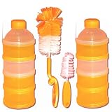 2-PACK Milk Powder Dispenser for 2x4 Feeds + Bottle and Teat Brush