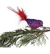 Purple/ Pink Glitter Glass Bird Clip-On with Red Feather Tail Christmas Ornament