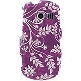 Hard Snap-on Rubberized With PURPLE FLORAL LEAF Design Faceplate Sleeve Cov ....