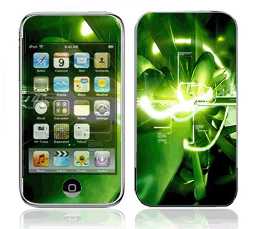 Green Abstract Tech Design Skin Decal Sticker for Apple iPod Touch 1G (1st Gen) MP3 Player