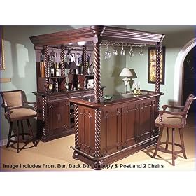 Powell Tuscan Dark Mahogany Pub Bar Canopy and Post by Powell Furniture