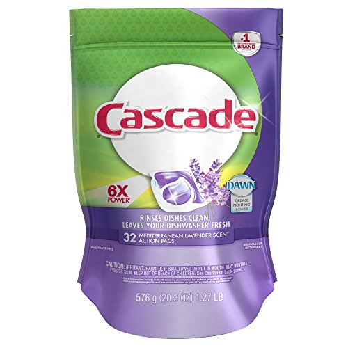 Cascade ActionPacs Dishwasher Detergent, Mediterranean Lavender Scent, 32 Count (Pack of 5)