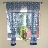 Midnight Lotus ~ Blue Beaded Window Valance Curtains Treatments