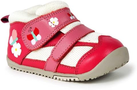 Momo Baby First Walker/Toddler Daisy & Butterfly Pink Leather Sneaker Shoes - 5.5 M US Toddler