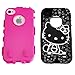 Hello Kitty Hybrid Case for iPhone 4 4G 4S Hot Pink High Impact Cute Bow Cover with Front/Back Screen Protectors & Stylus + FREE GIFT HELLO KITTY 
