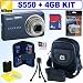 Nikon Coolpix S550 10MP Digital Camera (Cool Blue) + 4GB Accessory Kit