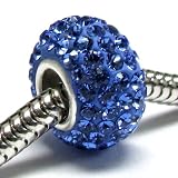 Sterling Silver Birthstone Round Sapphire Blue Crystals Bead For Pandora Troll European Charm Bracelets September