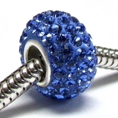 Sterling Silver Birthstone Round Sapphire Blue Crystals Bead For Pandora Troll European Charm Bracelets September