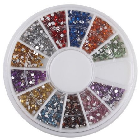 FOONEE Rhinestones Nail Art Gems Mixed Colours Shapes in Case