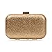 BMC Iridescent Dark Gold Glitter Covered Fabric Hard Case Alloy Chain Strap Fashion Handbag Evening Clutch