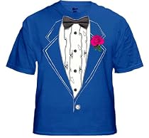 Mens Royal Blue Ruffled Tuxedo T-Shirt With Pink Rose #3