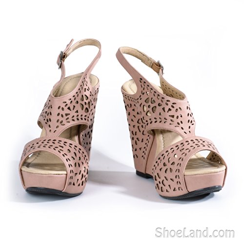 HerStyle Women's Marnee 5-inch Manmade Wedge Sandal with Delicate Perforated Straps
