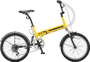 HUMMER(ハマー) 20インチシマノ6段変速折りたたみ自転車 [Wサスペンション/前後フェンダー/Vブレーキ/ボトルゲージ/リフレクター標準装備] イエロー HUMMER FDB206 W-sus