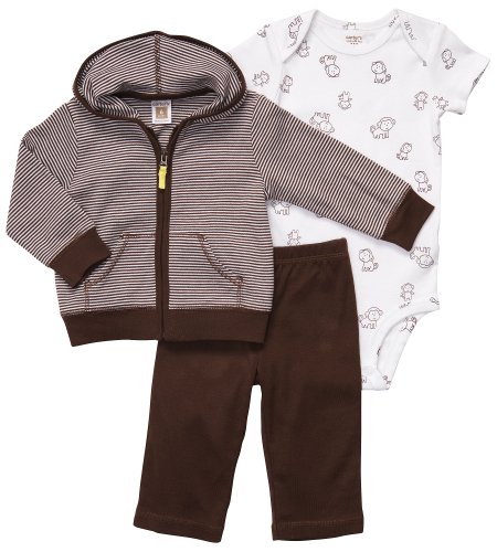 Brown and White Monkey 3 Pc Boys Cardigan Set by Carters 3 months Brown and White Monkey 3 Pc Boys Cardigan Set by Carters 3 months
