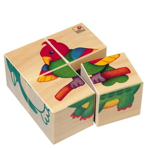Childrens Toyshop  Toys : SELECTA Wooden Cube Puzzle - Zoo Babies
