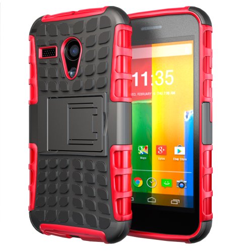 Hyperion Motorola Google Moto G Phone Explorer Hybrid Protective Case/Cover (Compatible with All Moto G Models) **Hyperion Retail Packaging** [2 Year Warranty] (EXPLORER, RED)
