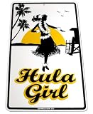 Hula Girl Aluminum Sign in White