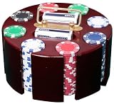 Solex Poker Caddy Set w/ 200pcs 11.5g Chips, 2 Decks Cards, 1 Wooden Carousel
