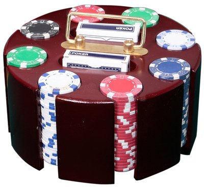 XStunt Poker Caddy Set w/ 200pcs 11.5g Chips, 2 Decks Cards, 1 Wooden Carousel