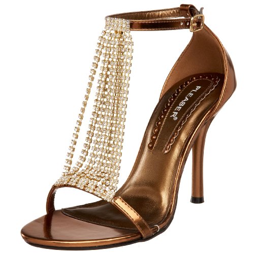 Get Gifts – Pleaser Women's Enchant-46 Ankle Strap Sandal,Brone Metallic PU,9 M US
