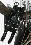 3 Wide Black Leather Watchband Aged Silver Grommets
