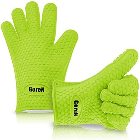 The Best Silicone Heat-Resistant Gloves, BBQ Grill Gloves, Food Grade FDA Approved Silicone, Use for BBQ, Baking, Oven, Handling Meats, Dishwasher Safe, Non-slip, Five-finger design; 100% Guarantee Satisfaction