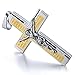 INBLUE Men's Stainless Steel Pendant Necklace Silver Gold Tone Jesus Christ Crucifix Cross Bible Lords Prayer -with 23 Inch Chain
