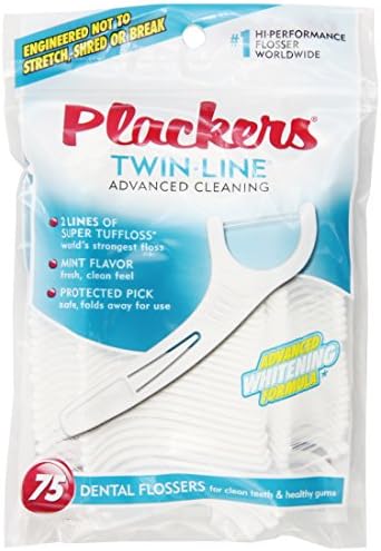 Plackers Twin Line Whitening Flosser, 75 count (Pack of 72)