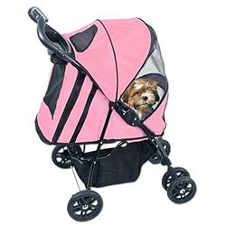 Pet Gear Happy Trails Pet Stroller for cats and dogs up to 30-pounds, Pink Ice