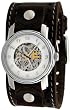 Nemesis #BB002S Men's Premium Wide Leather Strap Biker Mechanical Skeleton Watch