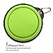 Arlie Pet Silicone Foldable Bowl - Retractable Travel Protable Water Bottle/Dish with a Metal Carabiner, Also Can Used as Flying Disc Toy for Dogs & Cats, Green