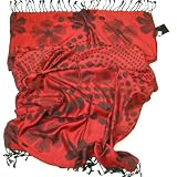Women's Polka Dot Scarf & Shawl with Floral Design - Beautiful jacquard reversible spot scarf - LOVARZI