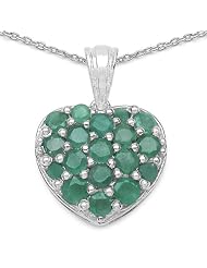 1.70 Carat Genuine Emerald Heart Shape Sterling Silver Pendant