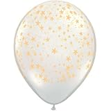 Single Source Party Supplies - 11" Stars Around Diamond Clear (Gold Stars) Latex Balloons Bag of 10