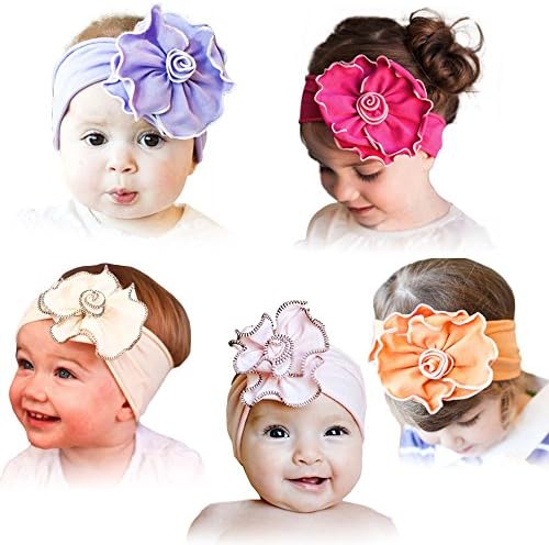 Fonkey Baby Girl's Flower Headband Hairband Bow Big Flower 5 Pack
