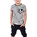 Shensee Cool Summer Children Clothing Boys Navy Striped T-shirt + Pants Suits