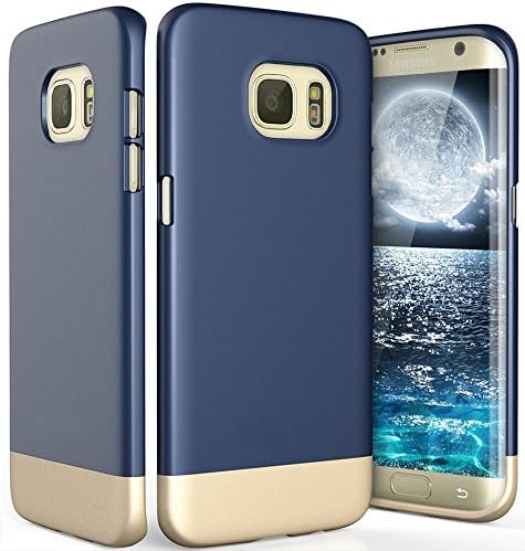 Galaxy S7 Edge Case,Fastbee [Vibrance Series] Three Piece Shock Absorbing Protection Cover for Samsung Galaxy S7 Edge (2016) - Blue / Gold