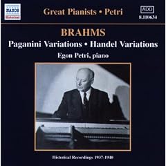 Brahms-Paganini Variations; Handel Variations; Rhapsodies Opp.79 & 119