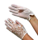 Cosette Short Gloves in White Lace and Sheer