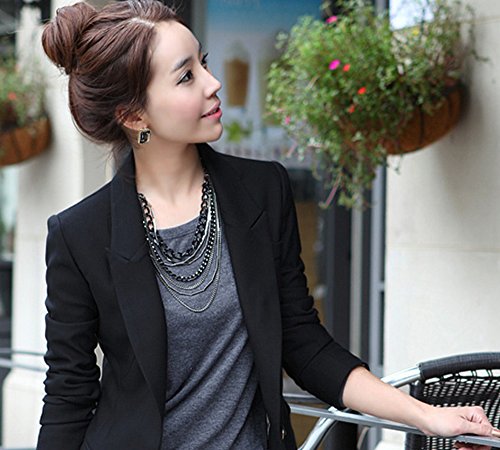 テーラードジャケット ドレス スーツ 韓国セレブ着用　スリム　タイト　美しい　春　ヨーロピアン ブラック (オリジナル・ブレスレットとサシェセット)