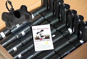 960 Pet Waste Bags, Dog Waste Bags, Bulk Poop Bags on a roll, Clean up poop bag refills - (Color: Black) + FREE Bone Dispenser by Pet Supply City LLC 960 Pet Waste Bags, Dog Waste Bags, Bulk Poop Bags on a roll, Clean up poop bag refills - (Color: Black) + FREE Bone Dispenser by Pet Supply City LLC