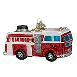 Old World Christmas Fire Truck Glass Blown Ornament